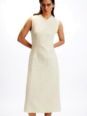 Zara | Dresses | Zara Light Khaki Cut Out Linenblend Dress | Poshmark